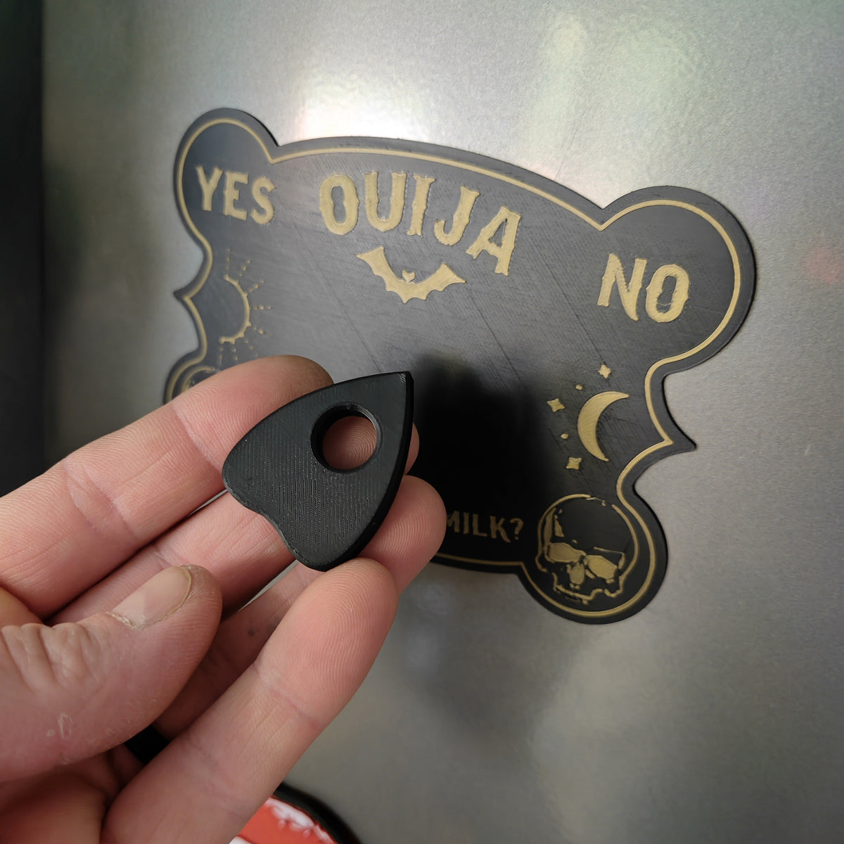 Ouija Out of Milk Fridge Display
