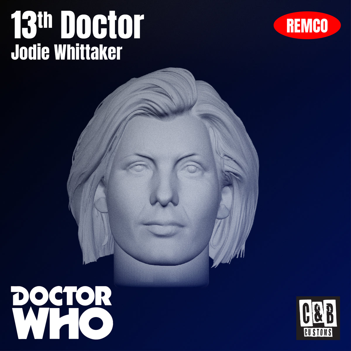 13th Doctor Jodie Whittaker 3D Printed Head Remco