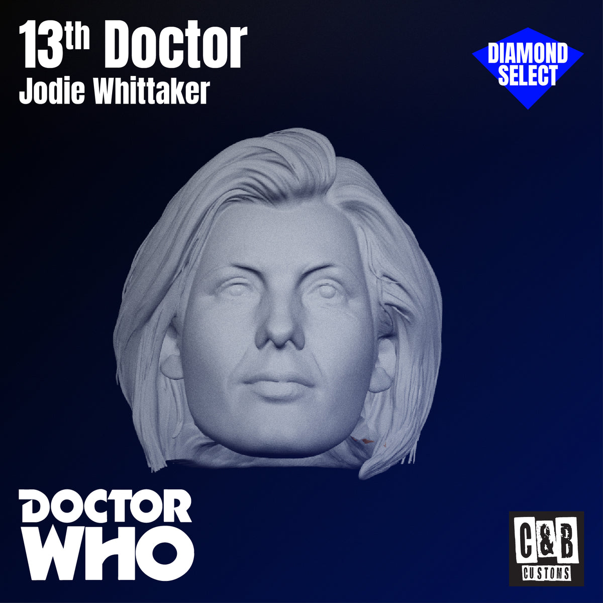 13th Doctor Jodie Whittaker 3D Printed Head Diamond Select