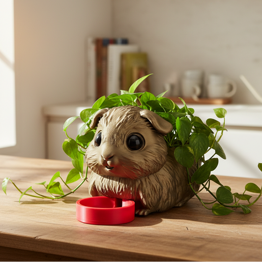 Guinea Pig Self Watering Plant Pot on a kitchen table